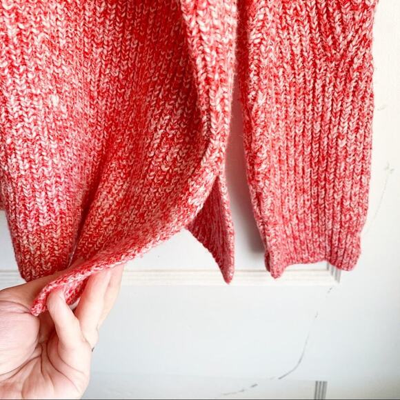 LOFT Knit Mock Neck Marled Chunky Sweater Side Vents Size Large L Cotton Blend - Picture 7 of 10